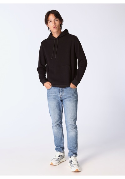 Limon Siyah Erkek Kapüşon Relaxed Düz Sweatshirt L4wm-swt9501