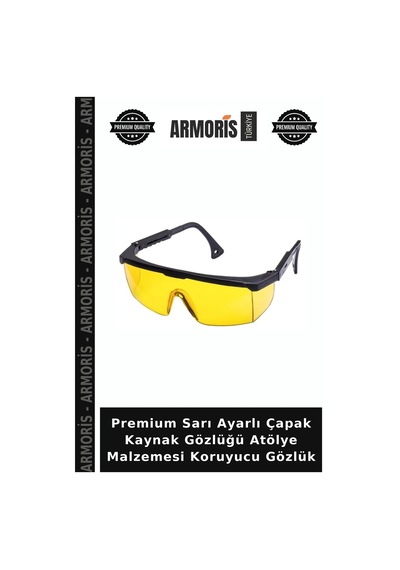 Premium Sarı Ayarlı Çapak Kaynak Gözlüğü Atölye Malzemesi Koruyucu Gözlük