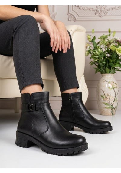 Nesilshoes Nesil Shoes Marr 822 Hakiki Deri İçi Kürklü Kadın Bot Siyah