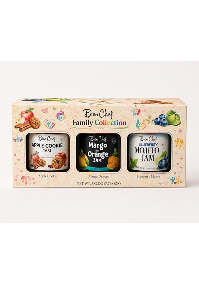 Bien Chef Aile Koleksiyonu 3'lü Reçel Seti 3x220 Gr Elmalı Kurabiye, Mango Portakal, Yaban Mersinli Mojito