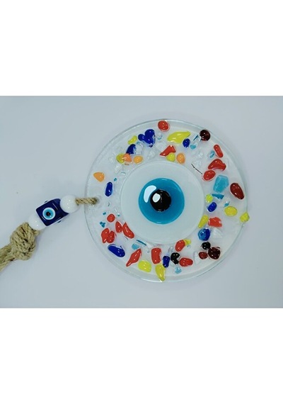 Renkli Nazar Boncuğu 12cm El Yapımı Cam Duvar Dekoru