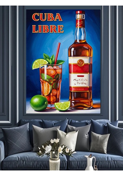 Ahşap Tablo Cuba Libre Kokteyli Afişi