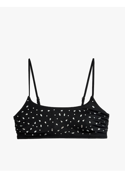 Koton Taşlı Bralet Bikini Üstü Siyah 6sak10167mm