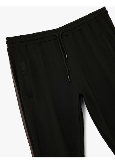 Koton Biyeli Cepli Straight Fit Beli Bağcıklı Spor Eşofman Altı Siyah 7wam40007nk