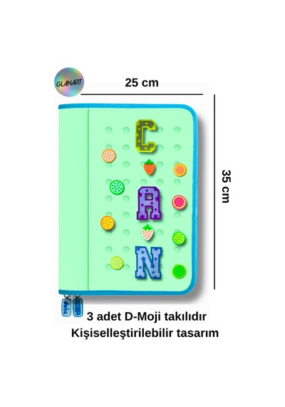Delik Serisi 25x35 Cm Ödev Dosyası, Abka Taşıyıcı Proje Dosyası Fermuarlı 1 Adet Yeşil