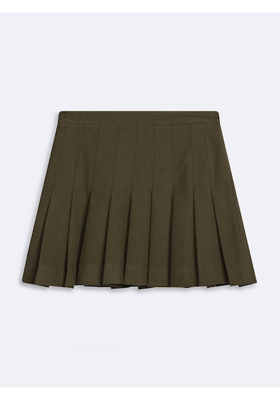 LTB Slim Fit Pileli Mini Yeşil Etek