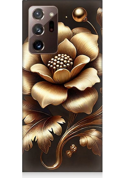 Samsung Galaxy Note 20 Ultra Uyumlu Altın Işıklı Zarif Çiçek Desenli Silikon Kılıf Çok Renkli