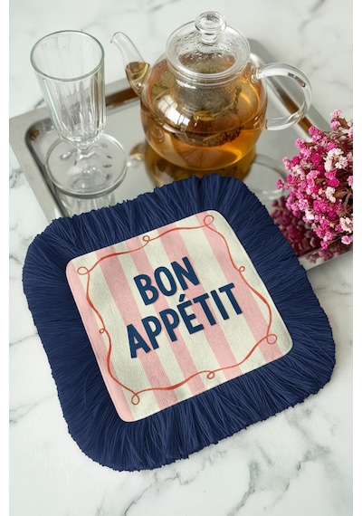 Fransız Bon Appetit Saçaklı Sunum Peçetesi - Şık Pastel Çizgili Bohem Lacivert Bardak Altlığı Mendil Buzlu Sisli Gri Fransız Bon Appetit Saçaklı Sunum Peçetesi - Şık Pastel Çizgili Bohem Lacivert Bardak Altlığı Mendil Buzlu Sisli Gri