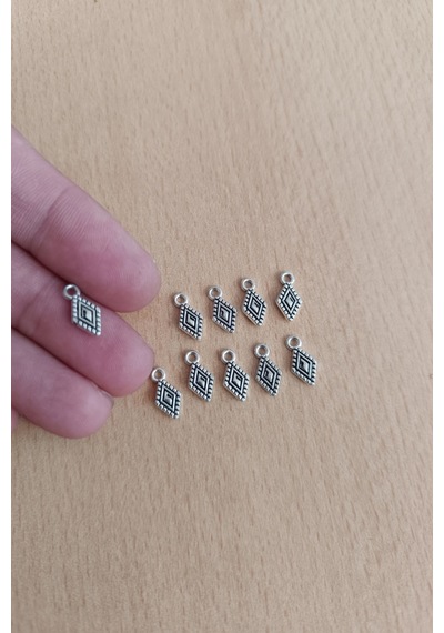 Tesbih Püskül Sallantı Aparatı Baklama Motifli Sallantı Metal 10 Adet Metal Aparat Gri Gri