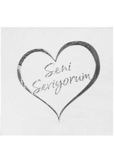 Peçete Varaklı Seni Seviyorum Gümüş Pk:16 +3