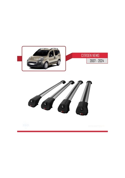 Citroen Nemo 2007 Ve Sonrası İle Uyumlu Ace-1 Ara Atkı Tavan Barı Gri 4 Adet Bar