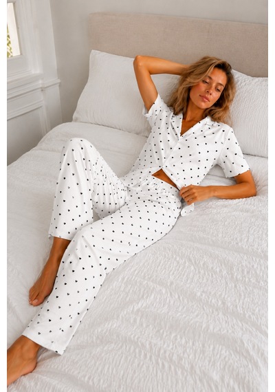 Norcia Sports Kadın Loose Kalıp Pamuklu Kar Beyaz Pijama Takımı Çok Renkli - 929322955 Çok Renkli - 929322955 Çok Renkli