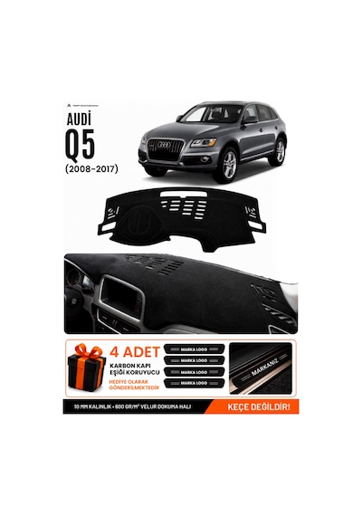 Audi Q5 2008-2017 Uyumlu Torpido Koruma, Torpido Örtüsü, Torpido Kılıfı - Siyah - Au009