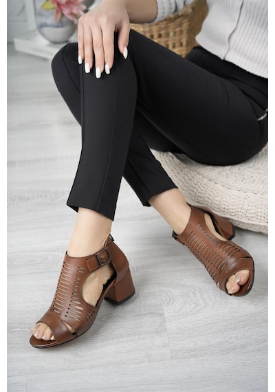 Nesil Shoes Conf 111 Taba Fermuarlı Yazlık Kadın Ayakkabı-taba Taba