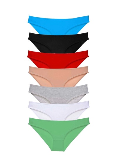 7 Adet Süper Eko Set Likralı Kadın Slip Külot Set 2 Çok Renkli