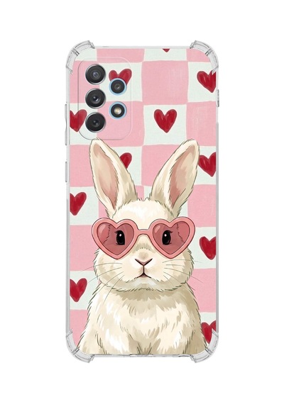 Printify Samsung Galaxy A33 İle Uyumlu Pembe Pötikare Serisi Pembe Zıpzıp Tasarımlı Uv Baskılı Köşe Korumalı Antişok Kılıf Şeffaf
