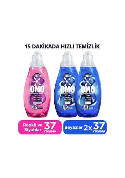 Omo Express Fresh 1480ml Ultra Beyaz Sıvı Çamaşır Deterjanıx2 Capcanlı Renkler Renkli Ve Siyahlar X1 1480 ML