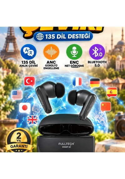 135 Dil Anlık Çeviri Destekli Bluetooth Kulaklık Anc Ve Enc Gürültü Engelleme 00