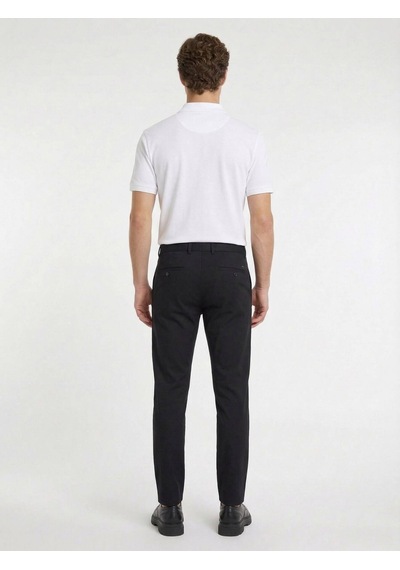 Kip Siyah Düz Dokuma Slim Fit Casual Pantolon