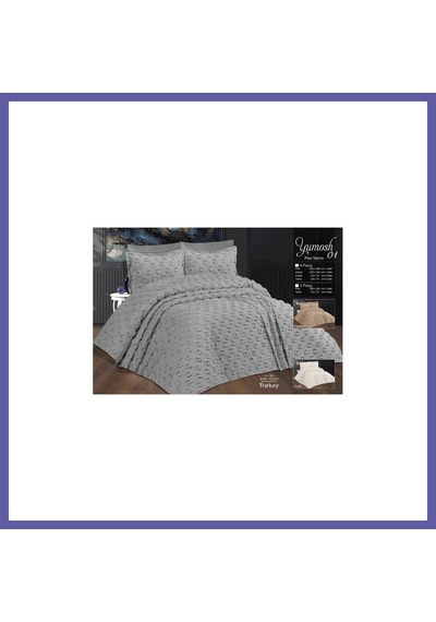 Bezos Çift Kişilik Yatak Örtüsü Gri 6 Parça Yatak Örtüsü Bedspread Nıda