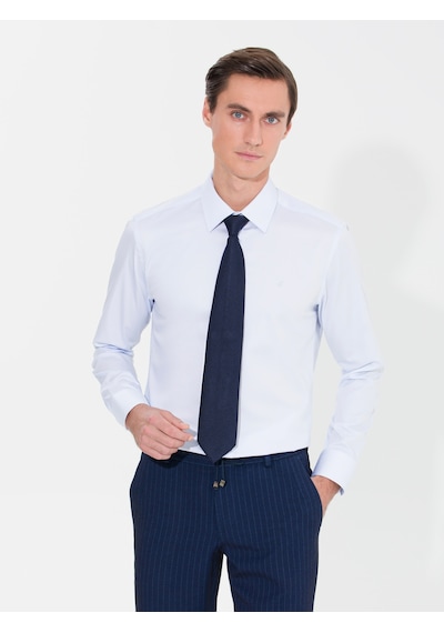 Cacharel Açık Mavi Slim Fit Uzun Kollu Basic Gömlek Denım