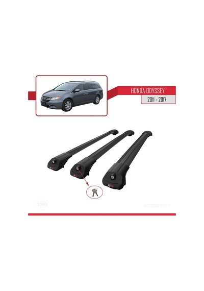 Honda Odyssey 2011-2017 Arası İle Uyumlu Ace-1 Ara Atkı Tavan Barı Siyah 3 Adet Bar