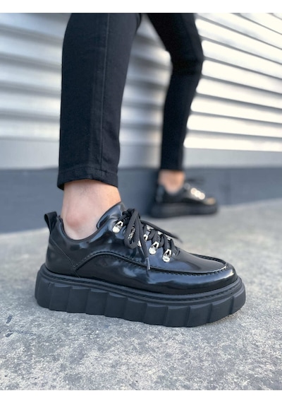 Dmr Elegance Jy010 Cloud Bağcıklı Rugan Erkek Günlük Sneaker Ayakkabı Rst - Siyah