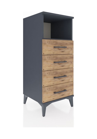 Hyperion Komodin Tek Raflı 4 Çekmeceli 44x44x106 Antrasit-çam Antrasit