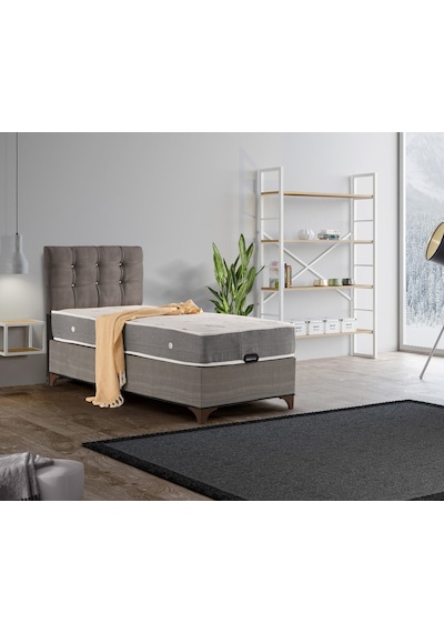 Azra Yatakmobilya Baza+başlik+yatak Tam Ortopedik - 90 X 190 Cm / Antrasit 90x190