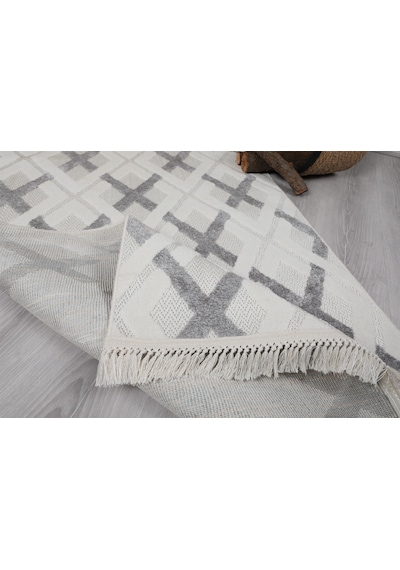 My Evilla Modern Dekoratif Bergama Gri Dokuma Halı