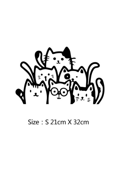 Sevimli Kediler Oto Özel Yeni Stickerı Siyah 21 32 Cm