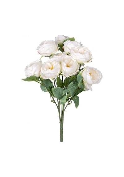 Yapay Çiçek 10 Dallı Catalina Rose 45 Cm Beyaz