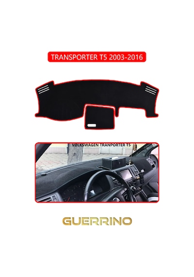 Volkswagen T5 2003-2016 Torpido Koruma Halısı Kırmızı Kenar