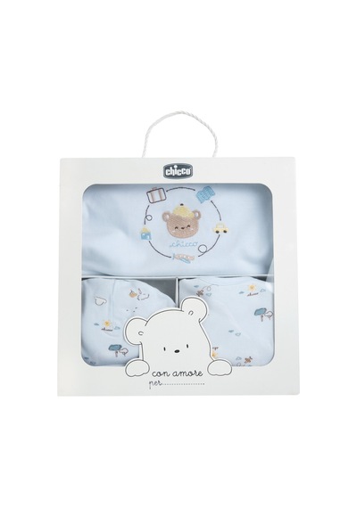 Chicco Kız Bebek Tulum, Şapka Ve Önlük Hediye Seti 09102093000000 000021 Mavi