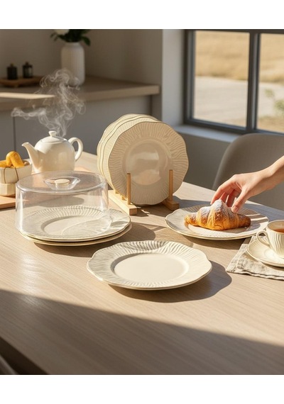 8 Parça Artemis Kek Fanuslu Pasta Seti-5458 beyaz
