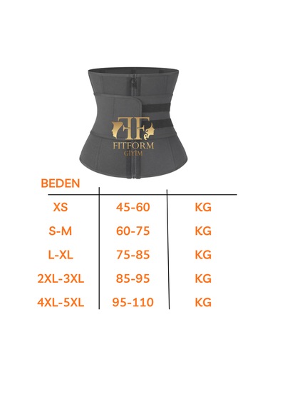 Fitform Giyim Sauna Etkili Sıkılaştırıcı Ve Toparlayıcı Unisex Termal Bel Korse Keme Black Siyah Renk
