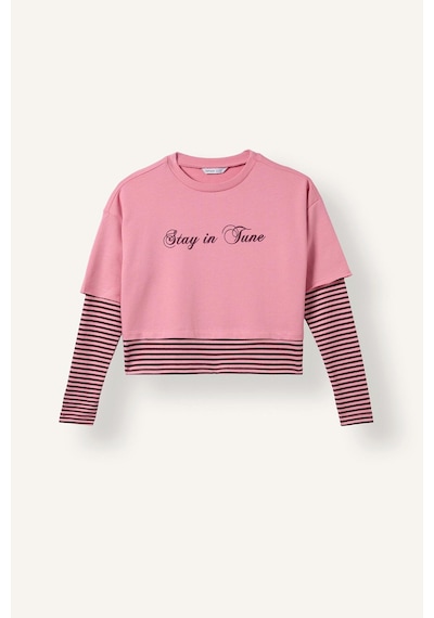 Defacto Baskılı Katmanlı Görünümlü Sweatshirt Üst Geniş Paça Alt 2li Takım Kız Çocuk I7951a826aupn181 Pembe-pn181