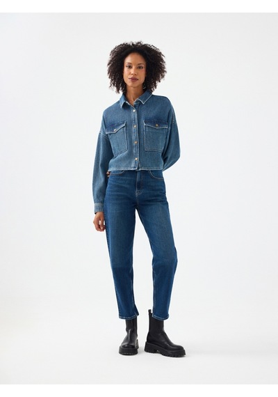 LOFT Regular Fit Kadın Gömlek U.kol Lf2042125 Q1.v1 Denim