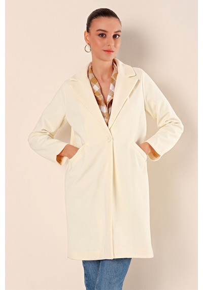 Bigdart 9085 Kaşe Kadın Kaban Krem 001