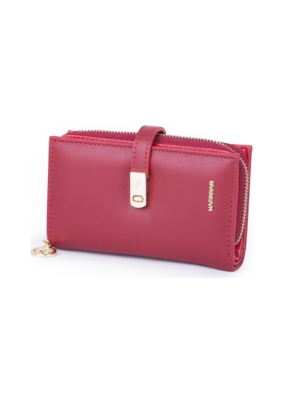 Nas Bag Kadın Orta Boy Kartlık Kağıt Para Ve Bozuk Para Tasarımına Sahip Kırmızı Dona 16x9 Cm Kırmız