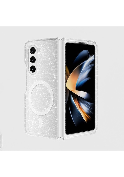 Galaxy Uyumlu Z Fold 6 Kılıf Magsafe Şarj Özellikli Parlayan Simli Saydam Renkli Al Şeffaf Şeffaf
