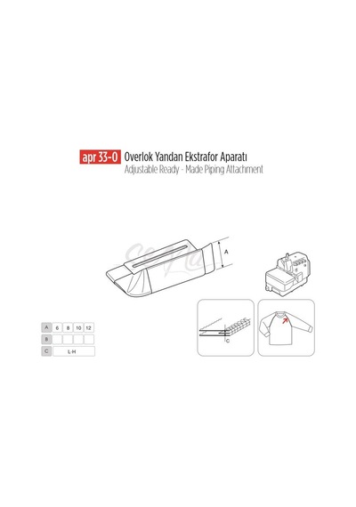 Overlok Yandan Ekstrafor Aparatı 25mm/ Apr 33-o