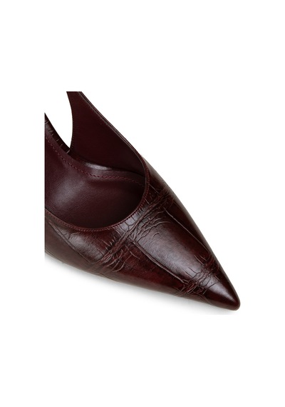 Deery Kadın Bordo Krokodil Desenli Slingback Stiletto - V4035zbrdm01 Bordo