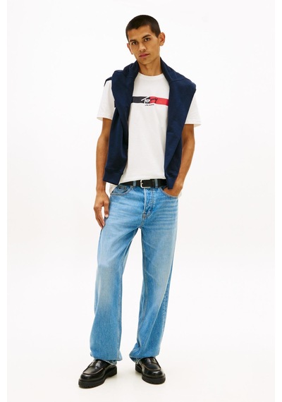 Tommy Hilfiger Tjm Erkek Regular İmza Şeridi T Ext Beyaz T-shirt-13661 Beyaz
