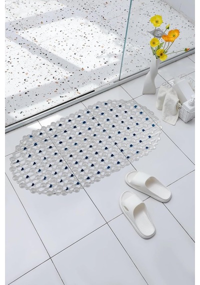 Efe Mark Eko Serisi Banyo - Küvet İçi Kaydırmaz Vantuzlu Oluklu Oval Paspas 63 X 34 Cm, Mavi Diğer