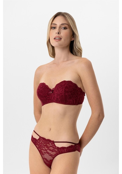 Pierre Cardin Lingerie Lotus Straplez Dantelli Sütyen Takımı Bordo