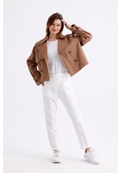 Pastelastore %100 Pamuk Gabardin Astarlı Oversize Geniş Kalıp Kadın Crop Kısa Trençkot 1122 Koyu Bej Pastelastore %100 Pamuk Gabardin Astarlı Oversize Geniş Kalıp Kadın Crop Kısa Trençkot 1122 Koyu Bej