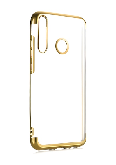 Huawei Y6p Kılıf Dört Köşeli Lazer Silikon Kılıf Gold
