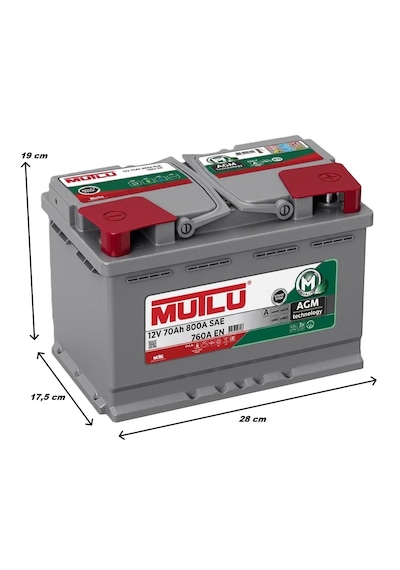 Mutlu Agm Start-stop 12 V 70 Ah 760 En Akü