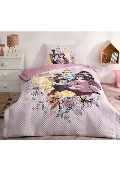 Özdilek  Princess Rose Tek Kişilik Disney Lisanslı Lastikli Fitted Çarşaf Kapitone Çocuk Nevresim Tak